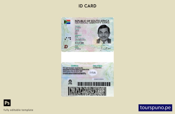lista para imprimir plantilla de identificación de Sudáfrica ( presente)